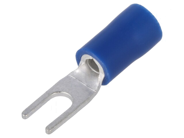 Uiteinde: vork; M3; Ø: 3,2mm; 1,5÷2,5mm2; klemmen; voor draad; blauw Uiteinde: vork; M3; Ø: 3,2mm; 1,5÷2,5mm2; klemmen; voor draad; blauw